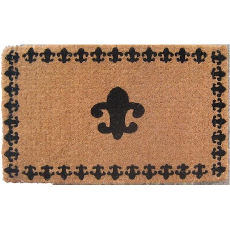 The Fleur De Lis Coir Welcome Mat With Border Is Stylish And Functional, Perfect For The Front E